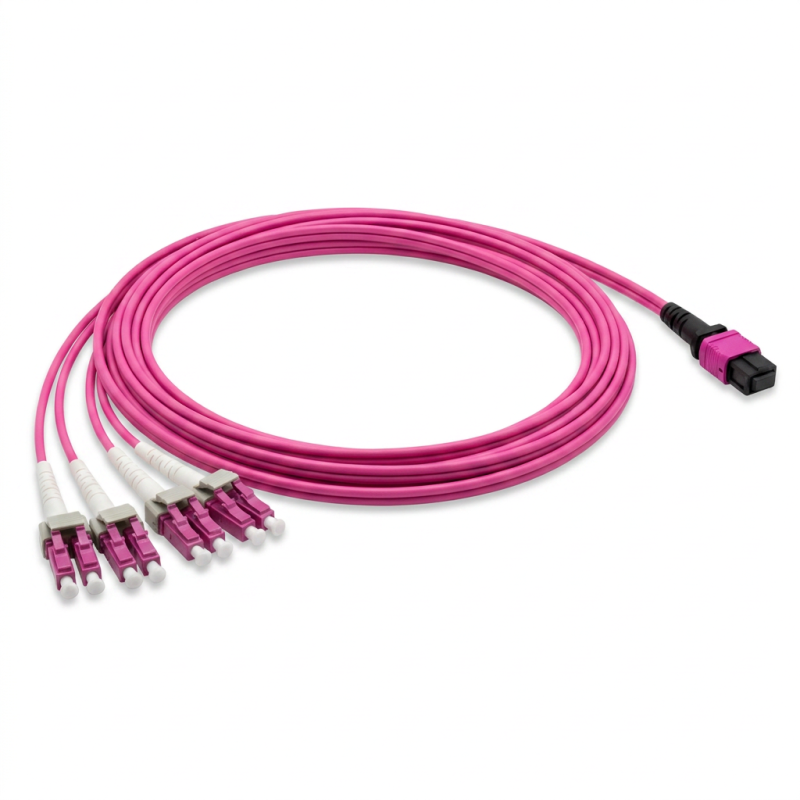 8 Fiber MPO-8 Female UPC to LC Duplex UPC OM4 Type A Breakout Cable