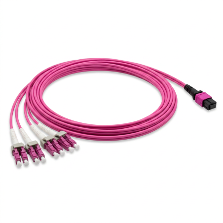 8 Fiber MPO-8 Female UPC to LC Duplex UPC OM4 Type A Breakout Cable