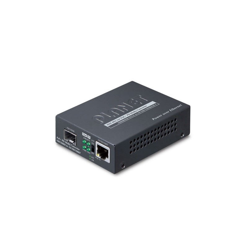Planet PoE+ PD 10/100/1000BASE-T to 100/1000BASE-X SFP Media Converter